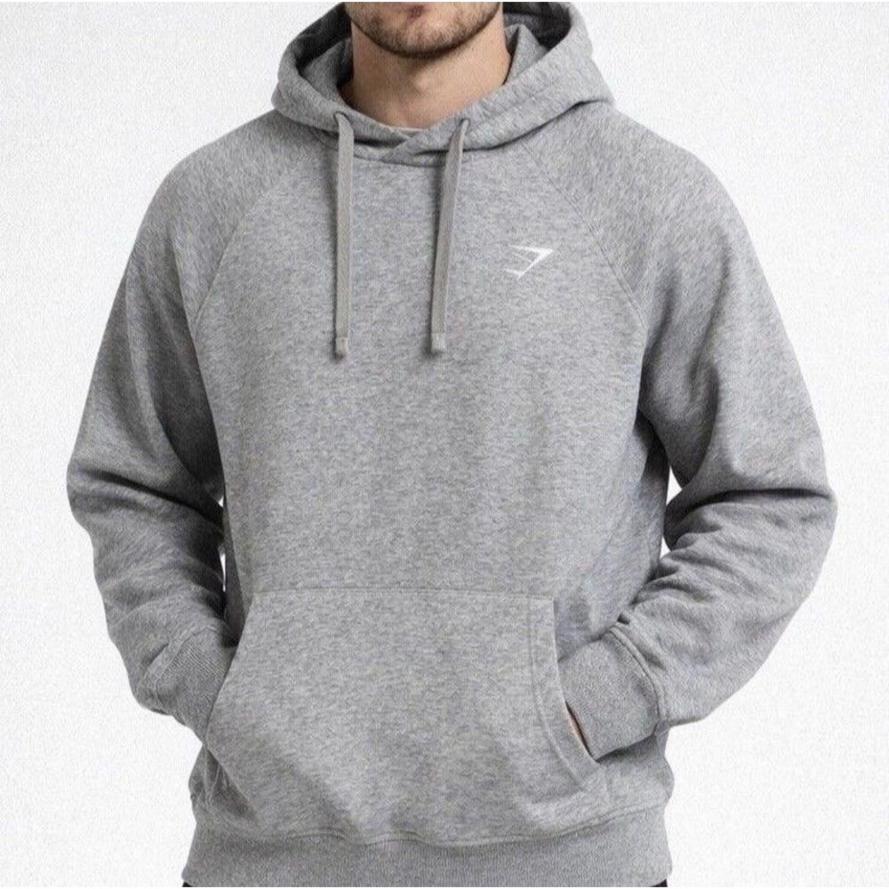 Gymshark Hoodie Men’s Gray Long Sleeve Cotton Hooded Sweatshirt Size XL
